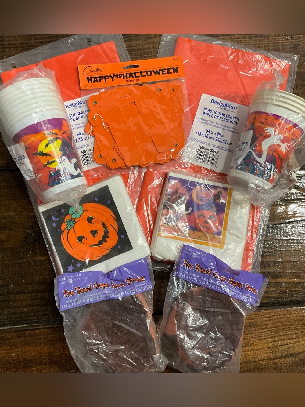 Vintage Lot of 9 Halloween Party Decor Cups Napkins NOS